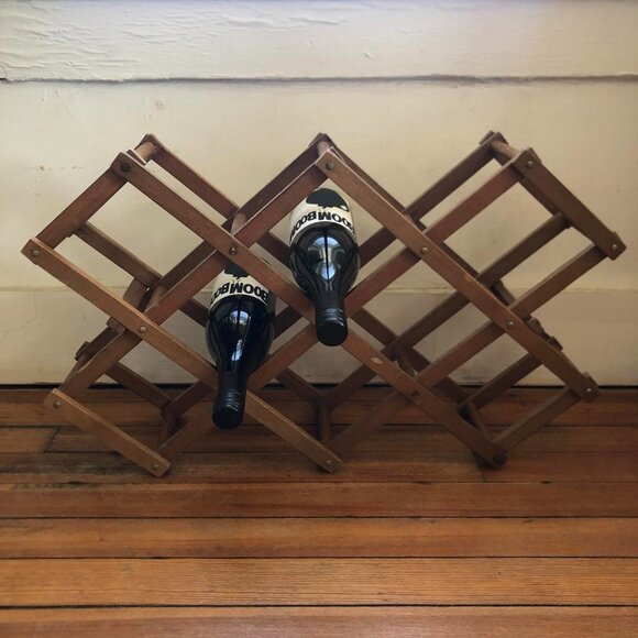 Other - 1970s Vintage Expandable Wooden Wine Rack - Versatile Organizer